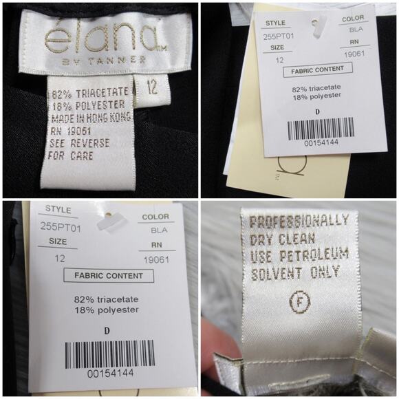 Elena by Tanner Black Matte Satin Straight Leg Pants Trousers Women’s Size 12 - Picture 12 of 13